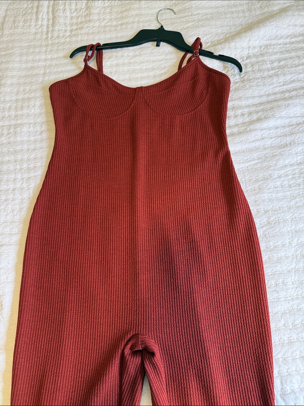 Fashion to Figure Rust-Red Ribbed Open-Front Cardigan Set - Picture 4 of 10